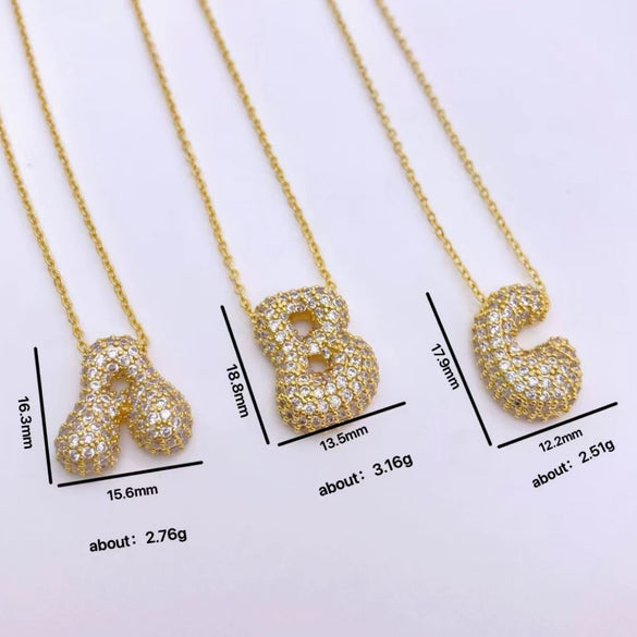 Wholesale Cute Q Feeling Chubby Letter Pendant Copper Inlaid Zircon Necklace With Electroplating