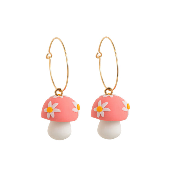 Wholesale Cute Retro Threedimensional Oildropping Mushroom Copper Earrings For Women