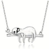 Wholesale Cute Sloth Pendant Necklace Mixed Gem Inlay On Copper With Ochain And Electroplating