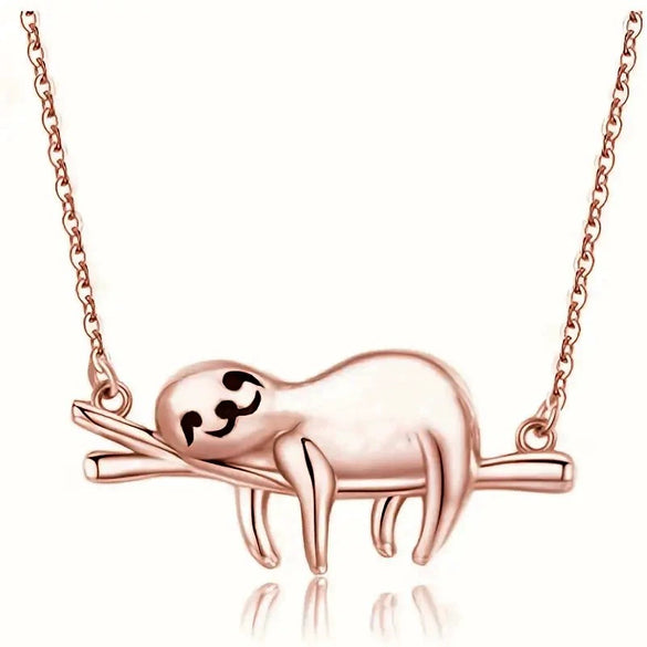 Wholesale Cute Sloth Pendant Necklace Mixed Gem Inlay On Copper With Ochain And Electroplating