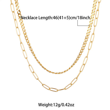 Wholesale Cute Solid Color Stainless Steel Beaded Plating 18k Gold Plated Double Layer Necklaces