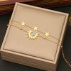 Wholesale Cute Star Moon Double Layer Stainless Steel Necklace With Electroplating For Women