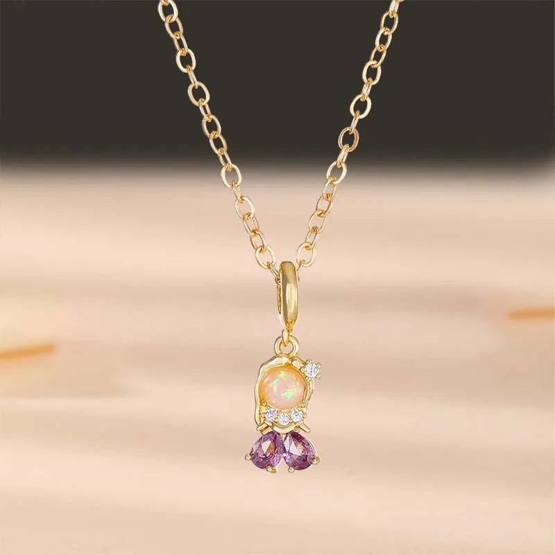 Wholesale Cute Sweet Human Mermaid Copper Inlay Zircon Pendant Necklace