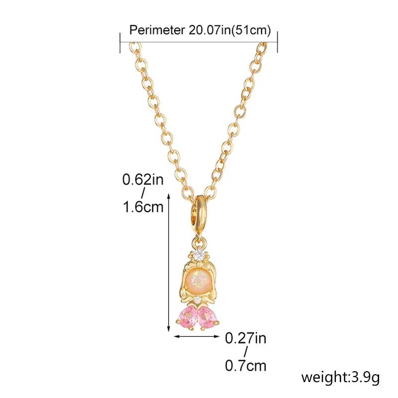 Wholesale Cute Sweet Human Mermaid Copper Inlay Zircon Pendant Necklace