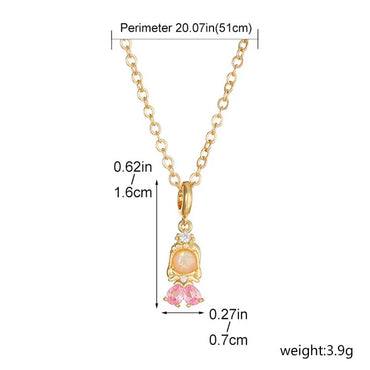 Wholesale Cute Sweet Human Mermaid Copper Inlay Zircon Pendant Necklace