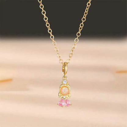 Wholesale Cute Sweet Human Mermaid Copper Inlay Zircon Pendant Necklace