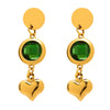 Wholesale Czech Glass Heart Tassel Earrings In Stainless Steel With 18K Real Gold Electroplating For Women