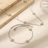 Wholesale Daisy Patterned Stainless Steel Necklace And Bracelet Jewelry Suit With Electroplating For Women