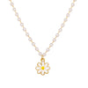 Wholesale Daisy Pendant Pearl Necklace For Women Alloy Material Fresh Style Electroplating Design
