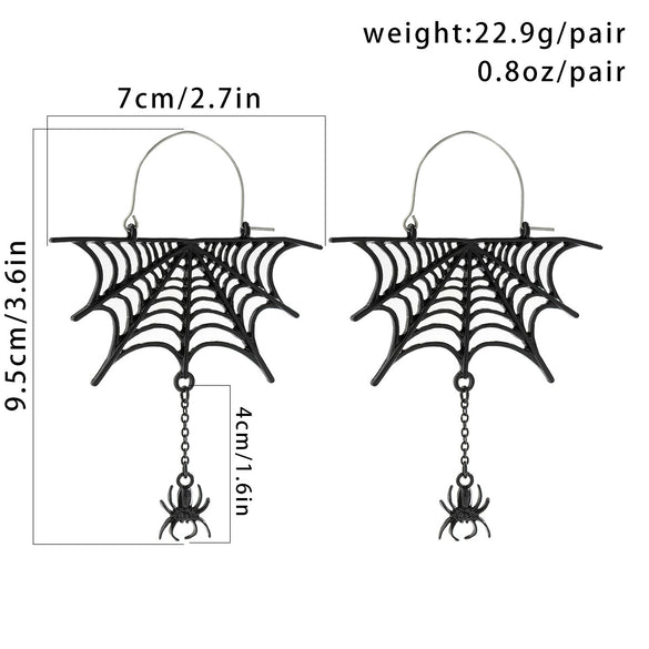 Wholesale Dark Wind Cobweb Hollow Tassel Stud Earrings For Women Metal Animal Pattern Electroplating Gothic Punk Style Halloween Spider Design