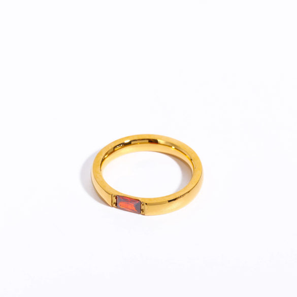 Wholesale December Birthstone Zircon Ring Titanium Steel Geometric Minimalist Style Women's 18K Gold Plated