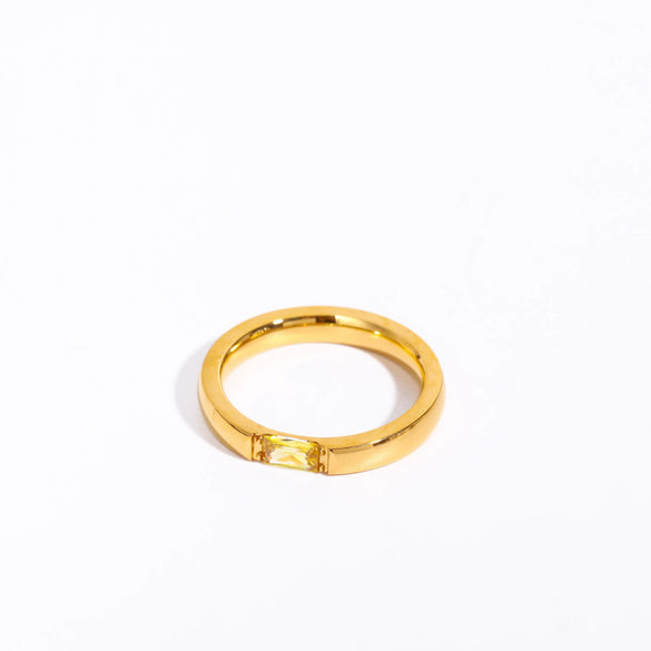 Wholesale December Birthstone Zircon Ring Titanium Steel Geometric Minimalist Style Women's 18K Gold Plated