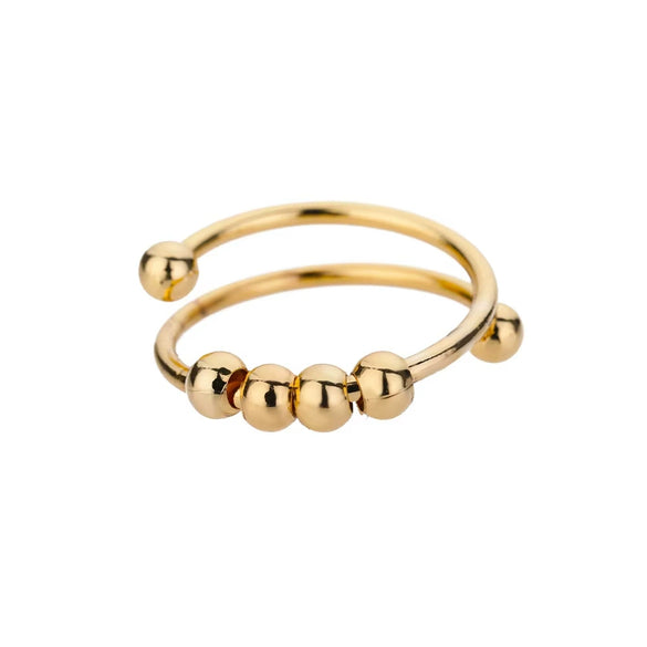 Wholesale Decompression Bead Anxiety Ring Stainless Steel 18K Gold Plated Geometric Style