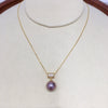 Wholesale Demon Purple Edison Natural Freshwater Pearl Pendant Necklace In S925 Sterling Silver With True Circle Pearl Shape