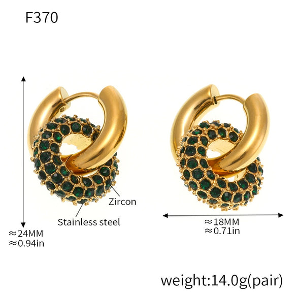 Wholesale Detachable Combination Earrings With Pendant Ferris Wheel Diamond Ring Geometric Stainless Steel Zircon Electroplating Unisex