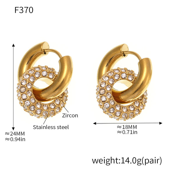Wholesale Detachable Combination Earrings With Pendant Ferris Wheel Diamond Ring Geometric Stainless Steel Zircon Electroplating Unisex