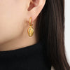 Wholesale Detachable Geometric Pendant Goldplated Titanium Steel Earrings For Women With Shell Conch Texture Design