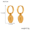 Wholesale Detachable Geometric Pendant Goldplated Titanium Steel Earrings For Women With Shell Conch Texture Design