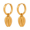 Wholesale Detachable Geometric Pendant Goldplated Titanium Steel Earrings For Women With Shell Conch Texture Design