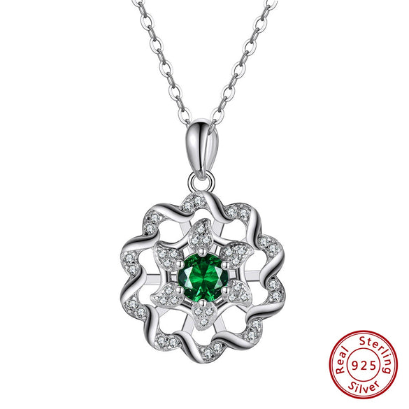 Wholesale Detachable Rotatable Women's 925 Sterling Silver Heart Shape Geometric Pendant Necklace With Electroplating