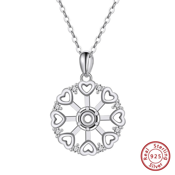 Wholesale Detachable Rotatable Women's 925 Sterling Silver Heart Shape Geometric Pendant Necklace With Electroplating