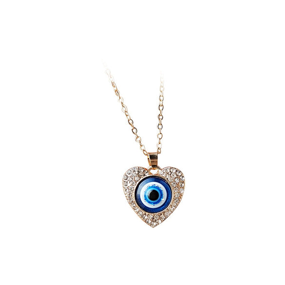 Wholesale Devil's Eye Blue Eye Accessories Necklace Bracelet Combination Alloy Rhinestone Electroplated