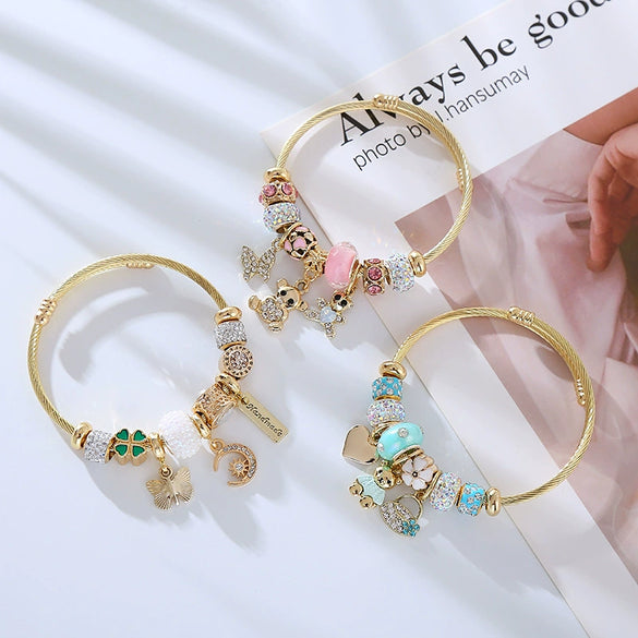 Wholesale Diamond Adjustable Bracelet With Animal And Zodiac Patterns For Women