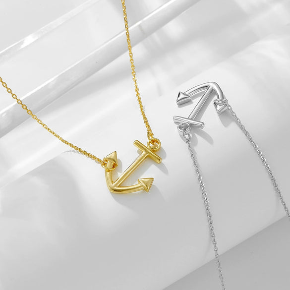 Wholesale Diamond Anchor Pendant Sterling Silver 925 Silver Cross Chain Necklace For Women