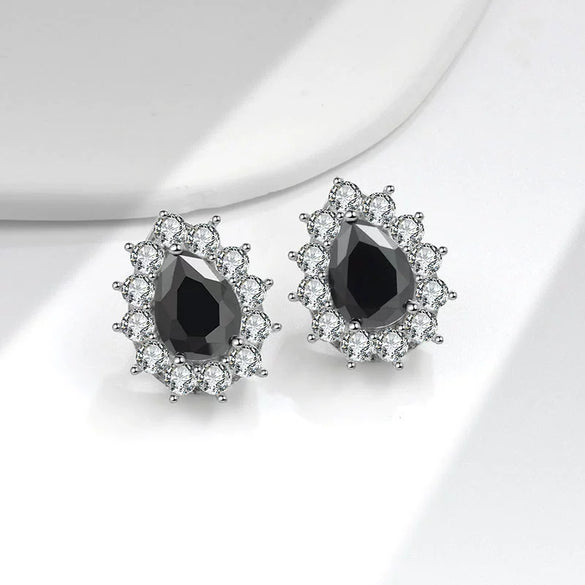 Wholesale Diamond Earrings Copper Inlaid Water Drop Pear Shaped Geometric Minimalist Electroplated