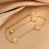 Wholesale Diamond Encrusted Four Leaf Clover Stainless Steel Necklace Bracelet Earring Set With Electroplating For Women