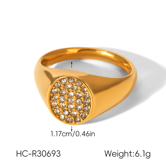 Wholesale Diamond Encrusted Stainless Steel Geometric Heart And Round Shape Ring For Women