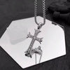 Wholesale Diamond Geometric Cross Pendant Necklace Made Of Titanium Steel And Pearl Chain For Unisex