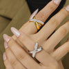Wholesale Diamond Ring 316L Stainless Steel 18K Gold Plated Geometric Irregular Xshaped Simple Design