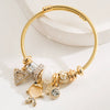 Wholesale Diamonddesigned Alloy Goldfish Pendant Adjustable Bracelet For Women