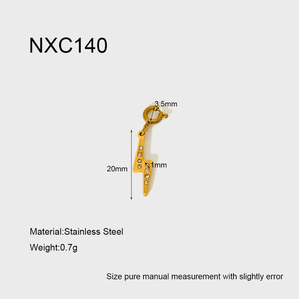 Wholesale Diamondencrusted Badminton Lightning Pattern Stainless Steel Spring Clasp Pendant With 18K Gold Plating And Inlay Diy Jewelry Accessories