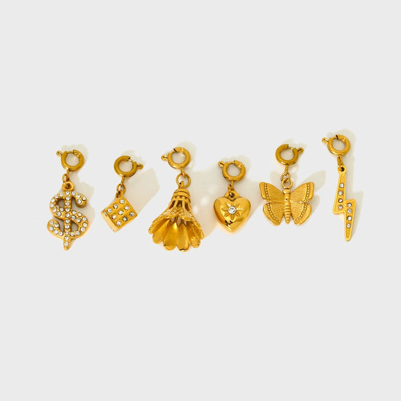 Wholesale Diamondencrusted Badminton Lightning Pattern Stainless Steel Spring Clasp Pendant With 18K Gold Plating And Inlay Diy Jewelry Accessories