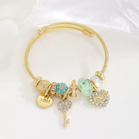 Wholesale Diamondencrusted Crystal Alloy Bracelet With Exquisite Pendant For Women