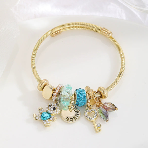 Wholesale Diamondencrusted Crystal Alloy Bracelet With Exquisite Pendant For Women