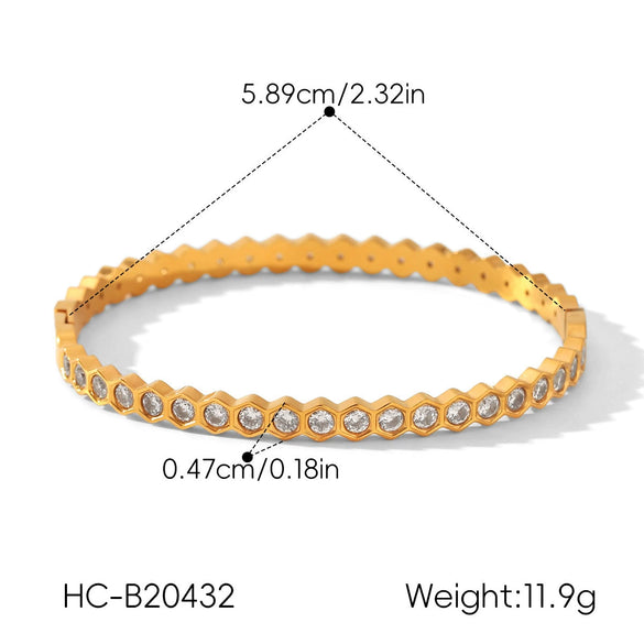 Wholesale Diamondencrusted Electroplated Stainless Steel Bracelet For Women With Geometric Ins Style
