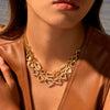 Wholesale Diamondencrusted Geometric Heartshaped 18K Gold Plated Stainless Steel Necklace For Women