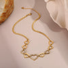 Wholesale Diamondencrusted Geometric Heartshaped 18K Gold Plated Stainless Steel Necklace For Women
