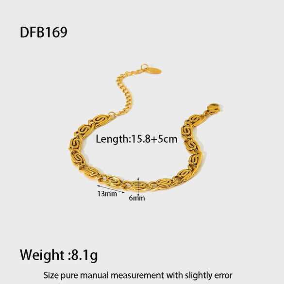 Wholesale Diamondencrusted Geometric Stainless Steel 18K Gold Plated Bracelet For Women