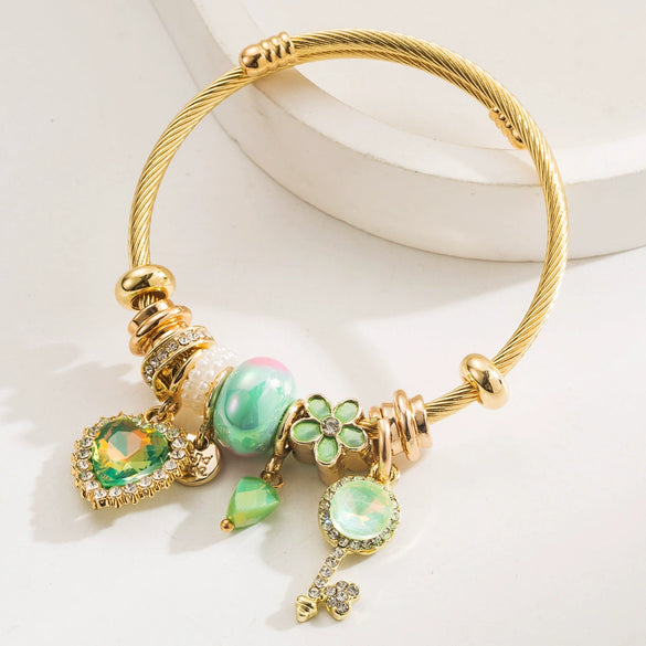 Wholesale Diamondencrusted Heart Pattern Alloy Love Key Bracelet Fashion Adjustable Unisex Bracelet