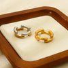 Wholesale Diamondencrusted Round Colorblocked 18K Gold Plated Geometric Stainless Steel Ring For Women