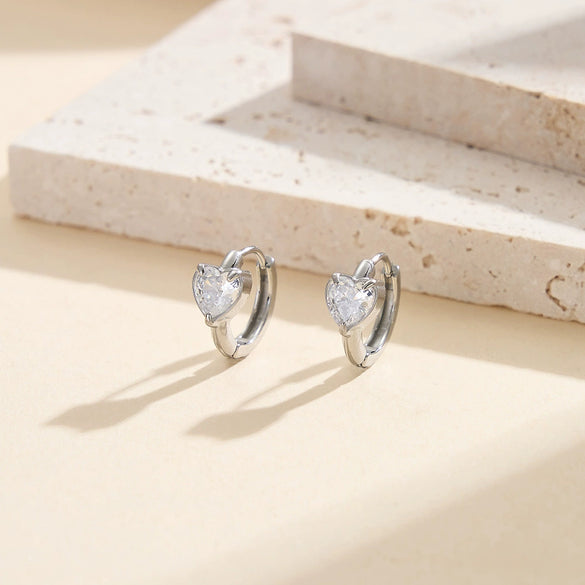 Wholesale Diamondstudded Geometric Stainless Steel Heart Earrings For Women With Electroplating And Original Design
