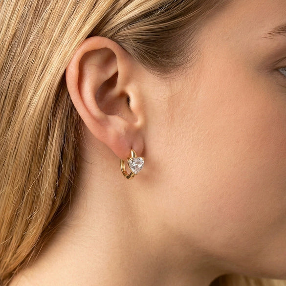 Wholesale Diamondstudded Geometric Stainless Steel Heart Earrings For Women With Electroplating And Original Design