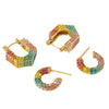 Wholesale Diamondstudded Geometric Stainless Steel 18K Goldplated Earrings For Women