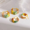 Wholesale Diamondstudded Geometric Stainless Steel 18K Goldplated Earrings For Women