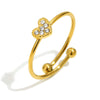 Wholesale Diamondstudded Small Heart Open Ring Jewelry For Women Stainless Steel 18K Plated Geometric Lines Style