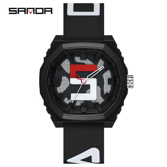 Wholesale Digital Quartz Movement Watch With Printed Logo Silicone Strap And Case Stainless Steel Clasp Round Shape For Male Students